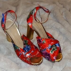 Chinese Laundry floral satin heels